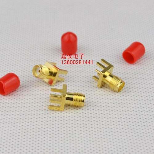 SMA-KE大偏脚射频连接器铜镀金SMA插板焊板式SMA母头侧脚位8*9MM