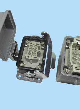 矩形重载连接器6芯TE泰科SIBAS西霸士HDC-HE-006FM工业防水插头座