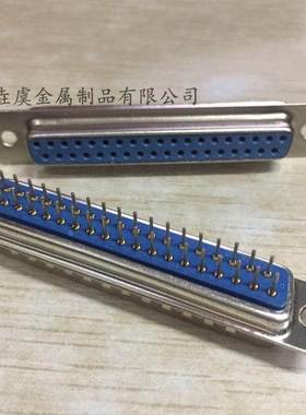 电脑连接器 DP 37P 母座 180度 孔 直插焊板 DB 蓝色 焊板式 无卯