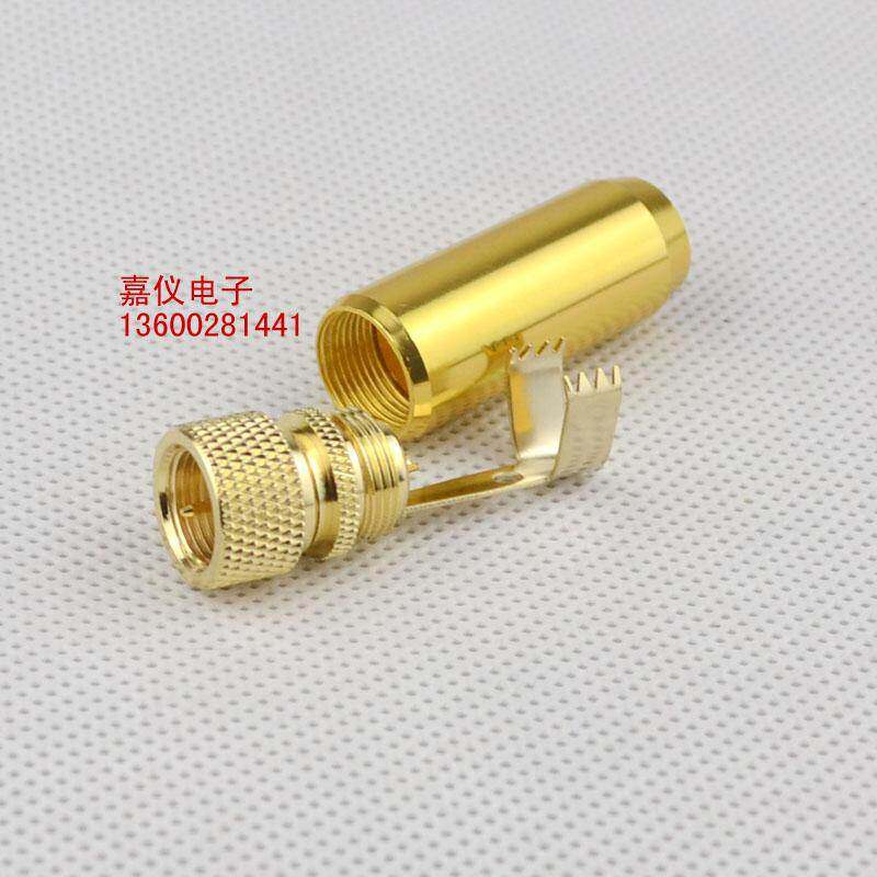 铜镀金F头英制F头焊接式 DIY有线电视天线优质接线头F公头英制