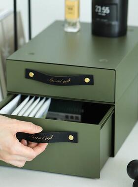 墨绿色堆叠抽屉 多功能收纳盒 咖啡机增高架 轻奢简约桌面杂物盒