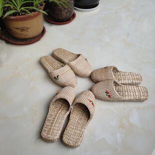 居家纯手工蒲草编织草编鞋男女拖鞋居家透气鞋环保四季鞋舒适养脚