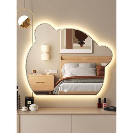 智能led化妆镜带灯家用卧室梳妆台镜子壁挂贴墙熊台式桌面梳妆镜