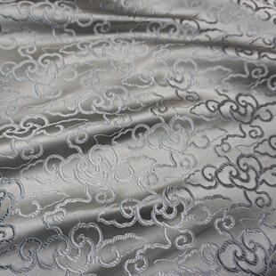 促推荐 加厚银灰色祥云纹织锦缎布料 中国式丝绸古香缎子云锦面料