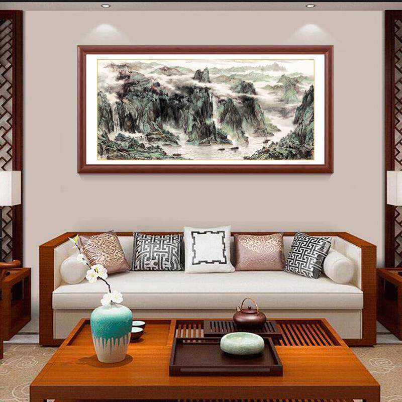 实木有框装饰画新中式客厅沙发墙壁画茶室书房餐厅画国画酒店挂画