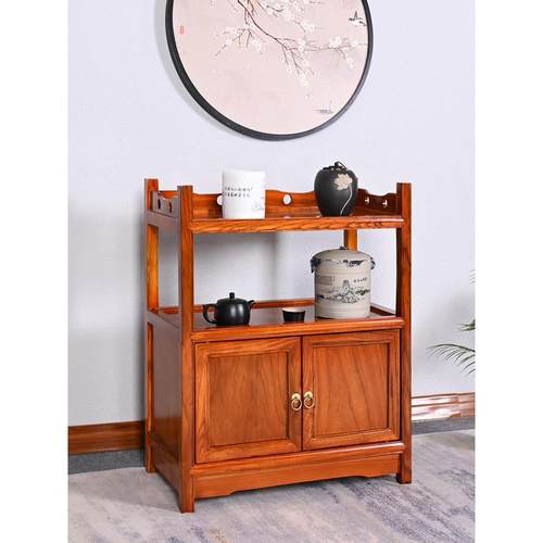 茶水柜实木新中式老榆木餐边柜家用可移动茶柜置物架客厅茶台边柜