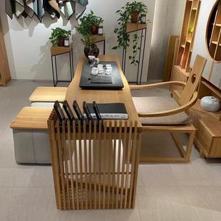 实木大阪茶桌白蜡木泡茶桌家用客厅会客喝茶桌现代简约家具 新中式