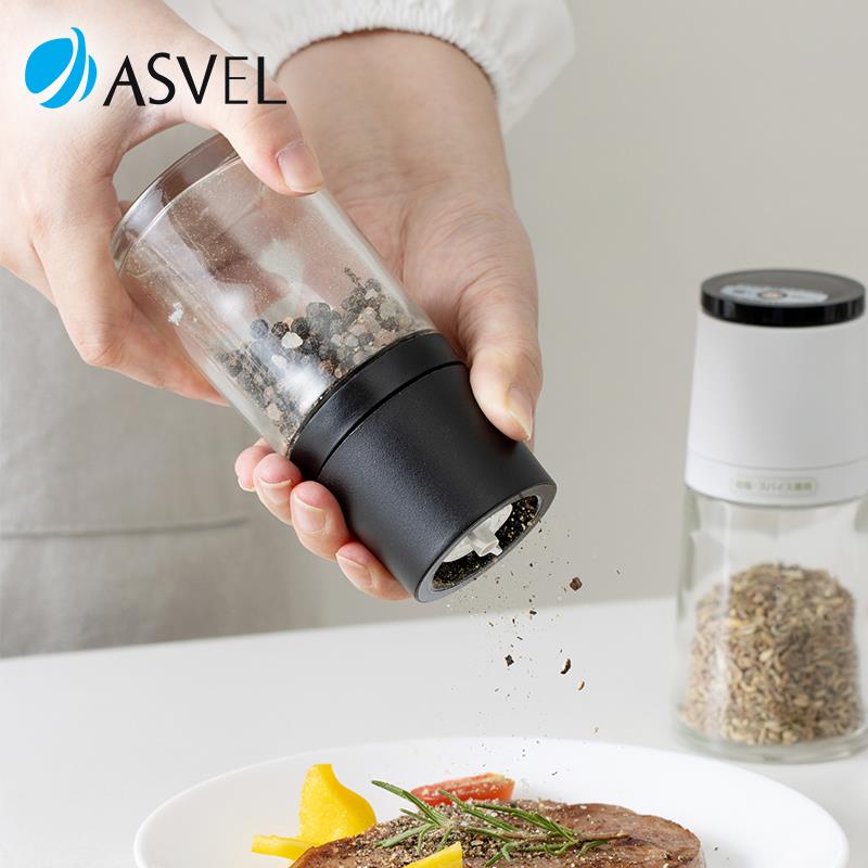 日本asvel研磨器手动白黑胡椒粒芝麻花椒孜然粉撒料瓶玫瑰海盐罐