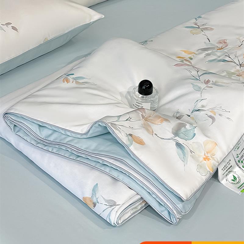 莱赛尔天丝夏凉被四件套凉感冰丝空调被双人可机洗薄被子2025新款