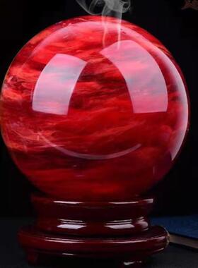 威弗列德招财原矿石客厅玄关开业送礼鸿运当头天然红色水晶球摆件