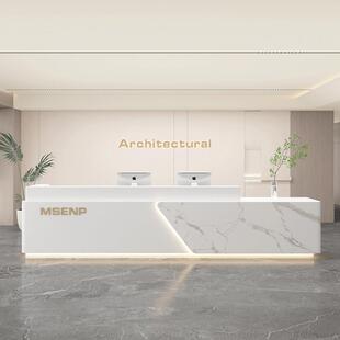 定制简约现代公司前台烤漆吧台桌酒店大堂会所接待台美容院收银柜