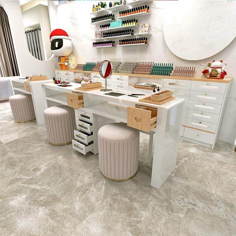 美甲桌和椅子套装单和双白漆美甲桌与真空吸尘器嵌入大理石美甲桌,商业/办公家具,美甲台,淘宝优惠券,粉丝福利购,淘宝优惠卷