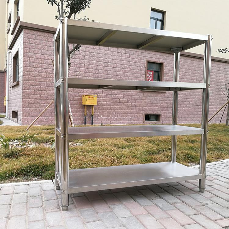 厨房多层落地式免打孔家用不锈钢微波炉烤箱收纳架加厚四层置物架