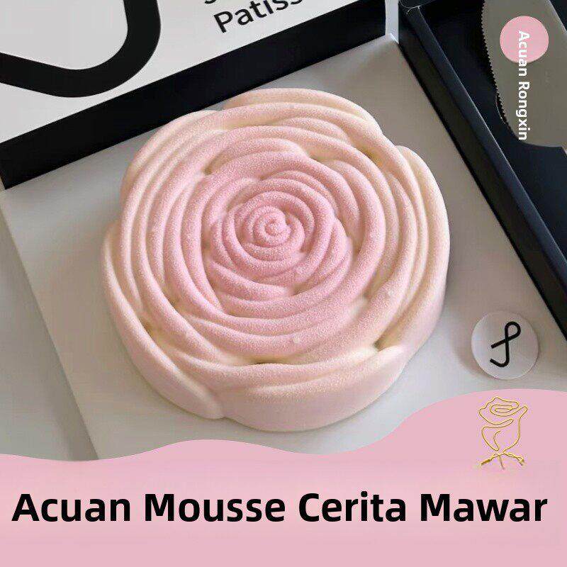 情人节玫瑰花法式慕斯蛋糕硅胶模具DIY翻糖巧克力夹心硅胶模具