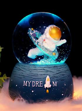 星际宇航员太空人水晶球摆件音乐八音盒男女孩儿童生日圣诞小礼物