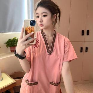 桑拿服睡衣 足疗店浴服男贡麻汗蒸服女款 新款 客人按摩衣服大码 套装