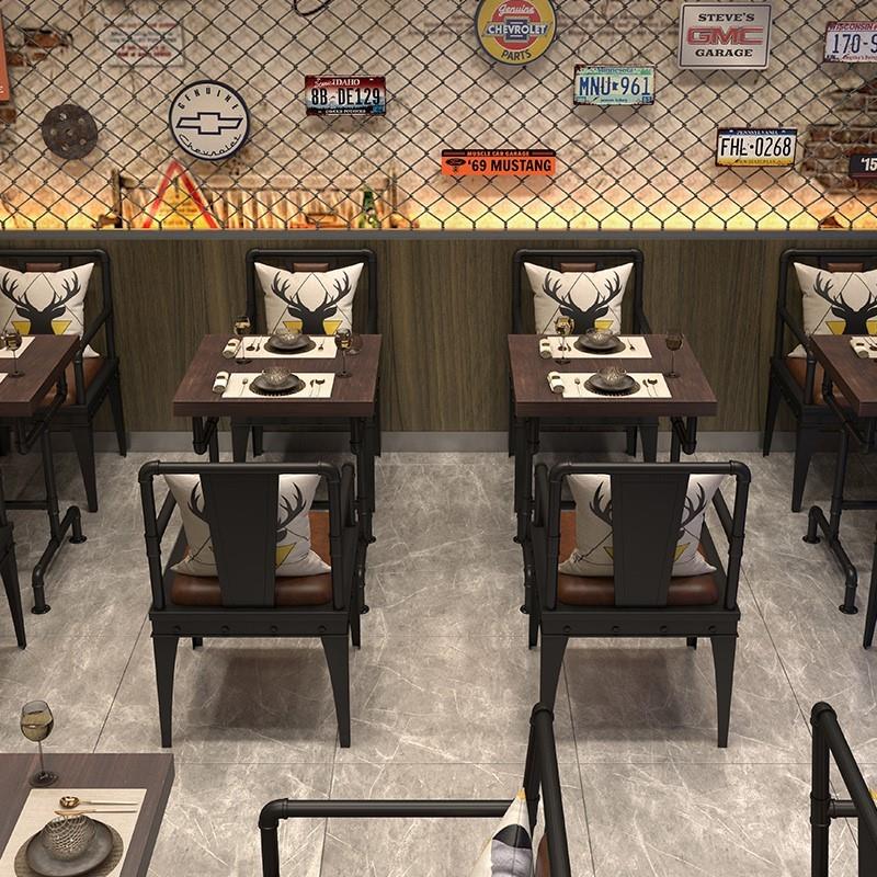 工业风卡座沙发餐厅铁艺网红酒吧桌椅组合清吧咖啡厅商用餐桌椅子