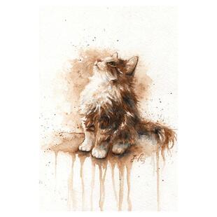 现代简约水彩风格猫金吉拉客厅卧室挂画壁画无框画装饰画