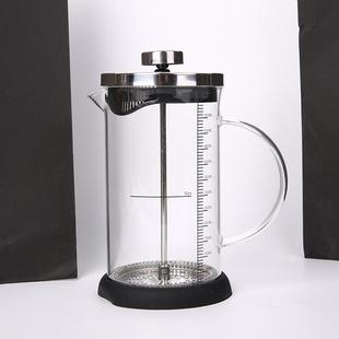 泡茶量杯冷萃壶不锈钢过滤 手冲咖啡玻璃手柄冲茶器法压壶虑压新款