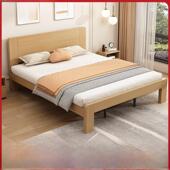 全实木床现代简约家用双人床1.5米灰橡木床1.2米出租房加厚床架