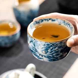 汝窑金万花茶杯家用主人杯个人专用高档单杯功夫茶具茶盏陶瓷茶杯