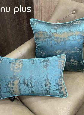 木纹金属光泽豪华枕头后现代新古典主义样板房时尚腰枕枕头黄色