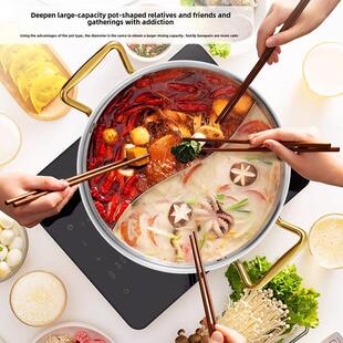 316L不锈钢鸳鸯锅家用食品级2024新款电磁炉加厚锤纹汤锅火锅盆