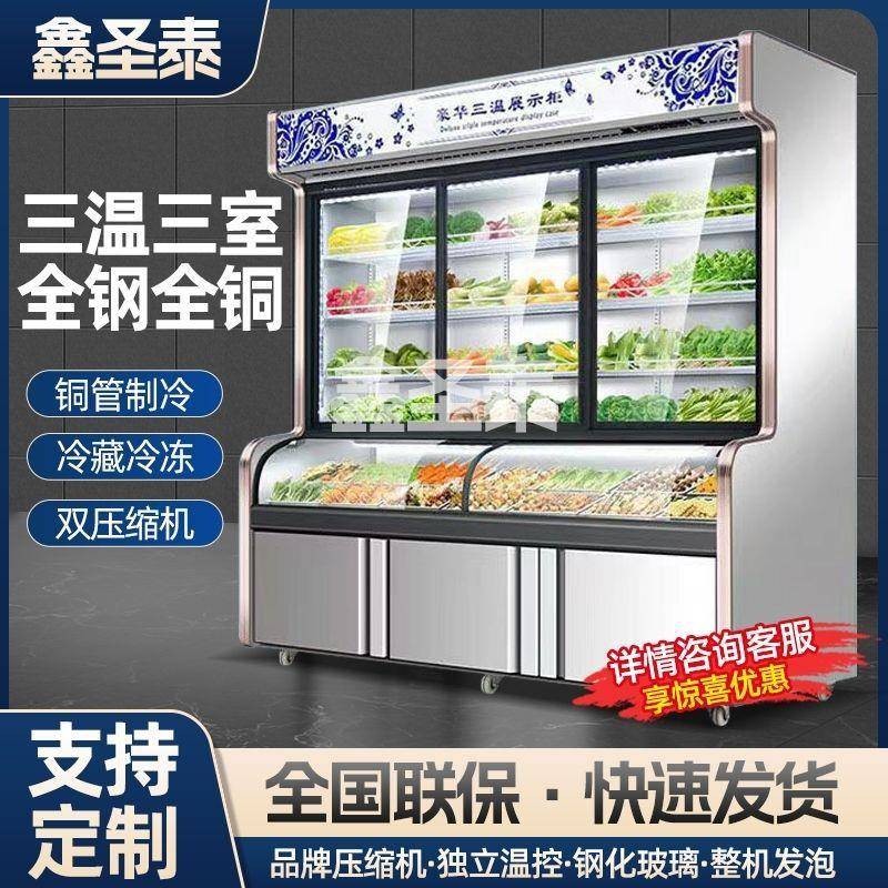 麻辣烫点菜柜商用烧烤串串冷藏三温展示柜蔬菜保鲜冷冻冰柜风幕柜
