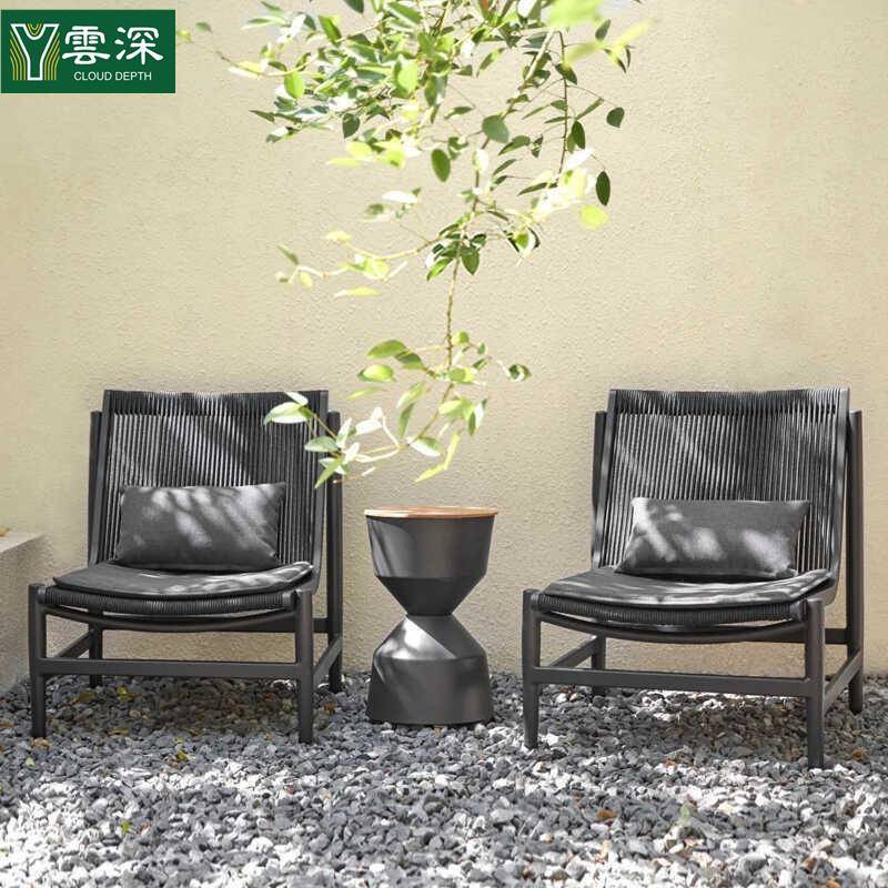 (活动价）家户外沙发藤编花园庭院三阳套茶件几台设计师酒店休闲