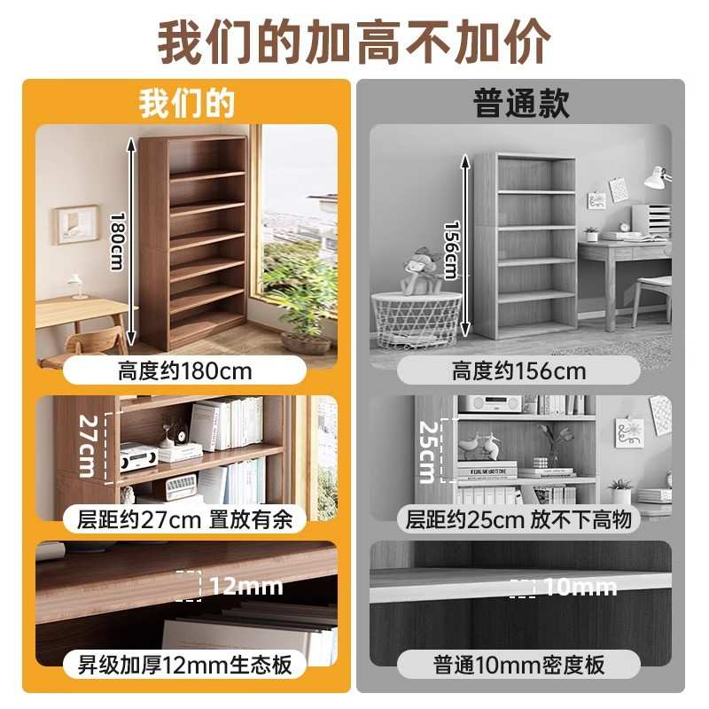 {活动价}实木芯书柜家用客厅靠墙书架子落地多层学生置物架落地靠