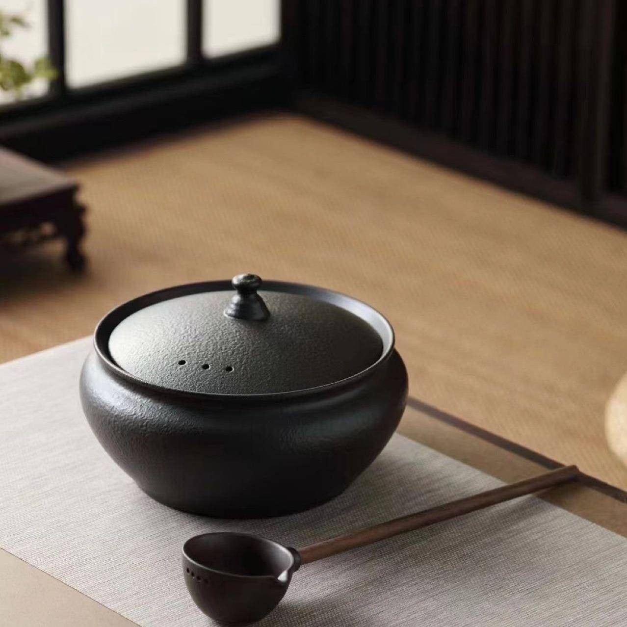 (活动价)白花茶粗陶黑大容量煮炉茶器过滤带茶勺盖子围煮茶家用