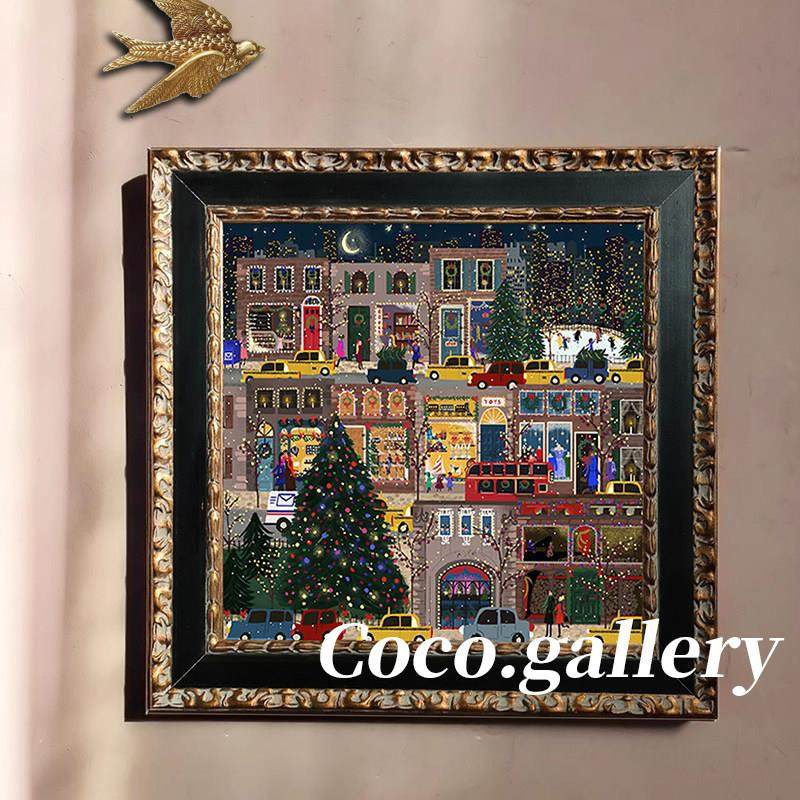 可可的画廊冬灯冬天圣诞节氛围感复古挂画装饰画卧室床头画小礼品,家居饰品,油画,淘宝优惠券,粉丝福利购,淘宝优惠卷