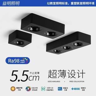 超薄明装单头双头三头免吊顶无主灯简约客厅卧室吸顶防眩筒灯射灯