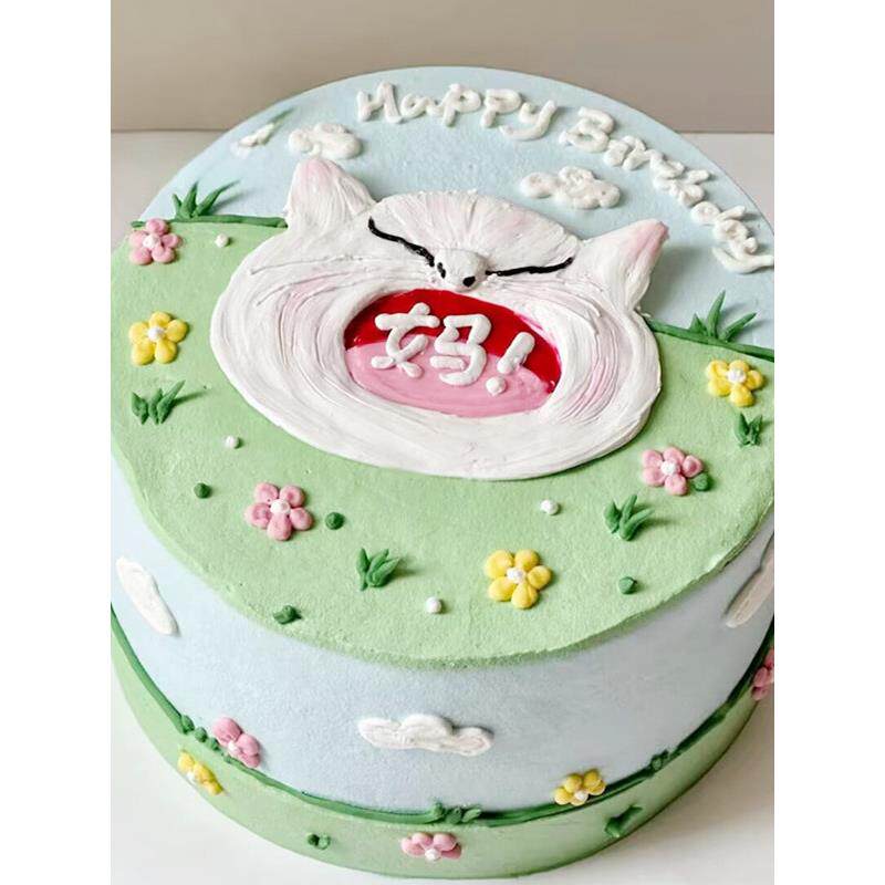 网红妈宝猫成品巧克力蛋糕装饰摆件女神郁金香母亲节妈妈生日插件