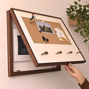 原木色实木配电箱软木计量箱装饰画挂衣架开关带钩键阻塞电箱