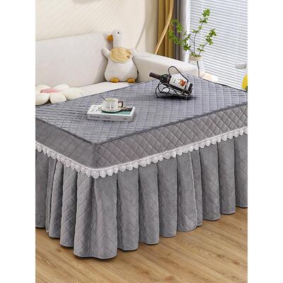 茶几罩裙摆款揭盖家用二合一取暖桌罩荷兰绒新款烤火罩长方形桌布