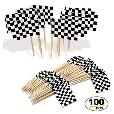Black and white checkered flag racing toothpick flag toothp