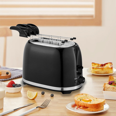 复古款烤面包机配三明治夹家用黑色吐司机220V跨境吐司机面包机