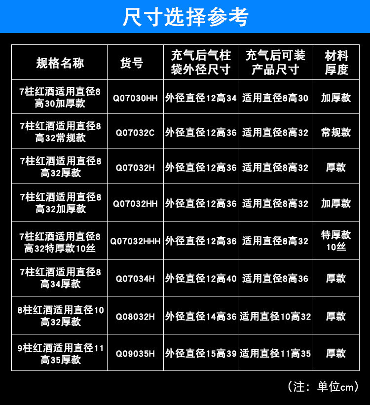 картон 红酒气柱袋白酒气柱袋啤酒气柱袋避震防摔气泡袋充泡柱果酒