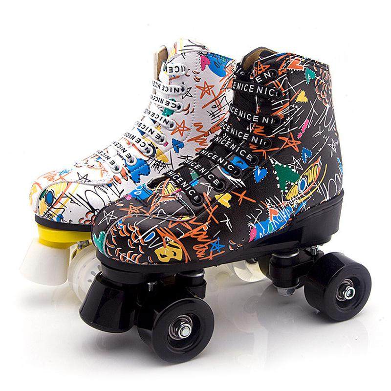 厂家直销双排轮滑鞋四轮溜冰鞋男孩女孩旱冰鞋初学者滑轮鞋闪光轮