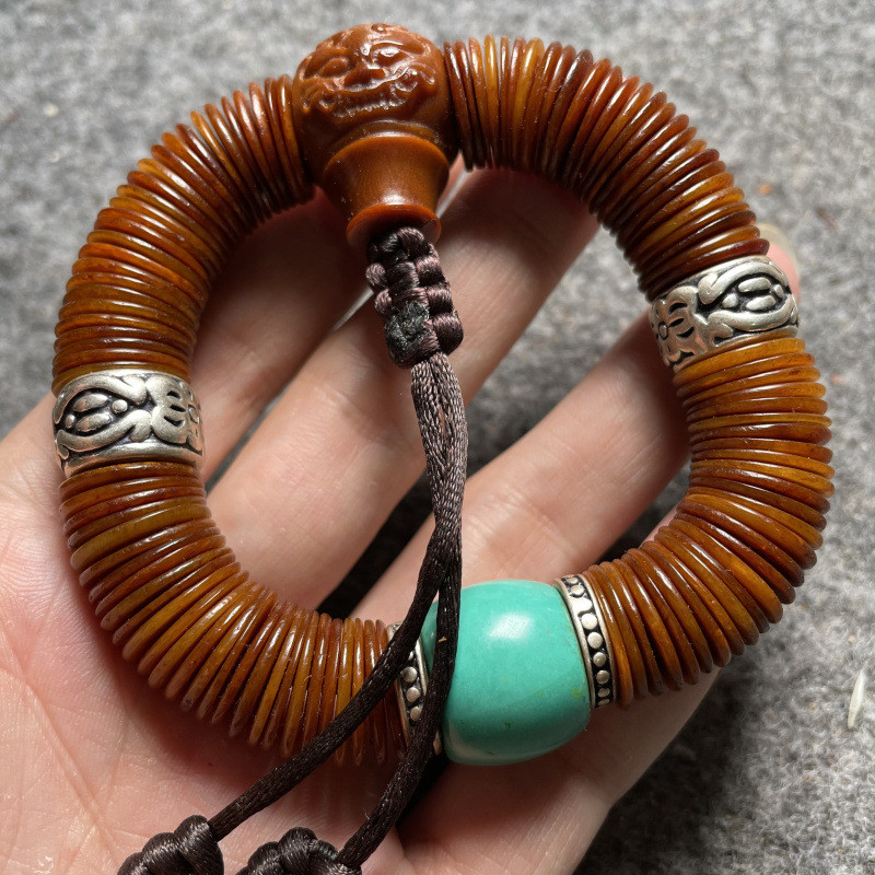 天然牦牛骨片珠手串108颗 佛珠手链藏式老灵骨手串念珠把件老牛骨