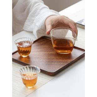 简约干泡茶盘家用胡桃实木长方形托盘功夫茶具茶杯酒店小茶台 日式