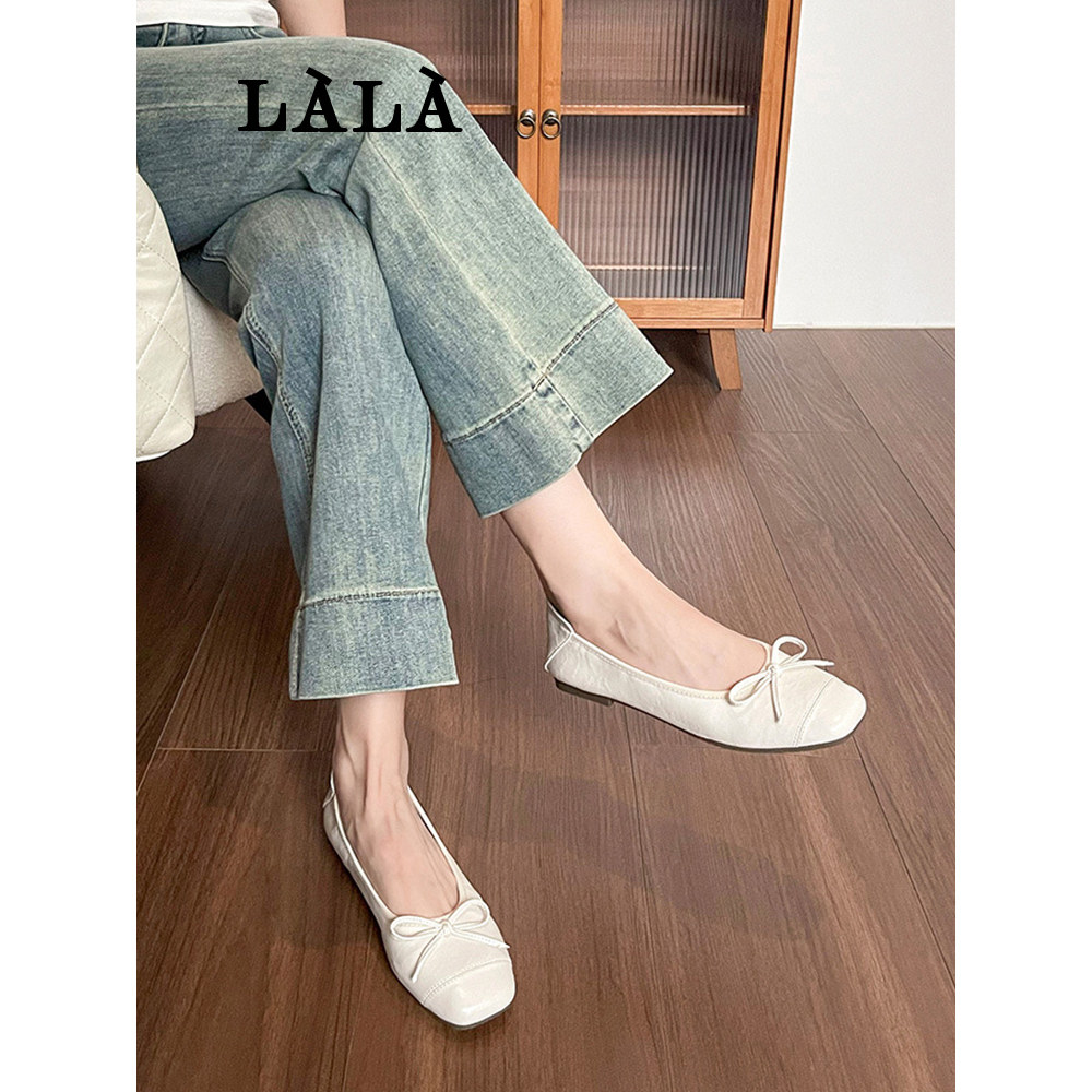 LALA 仙女风气质芭蕾舞鞋女 平底蝴蝶结一脚蹬软底浅口百搭单鞋,女鞋,时尚芭蕾鞋,淘宝优惠券,粉丝福利购,淘宝优惠卷