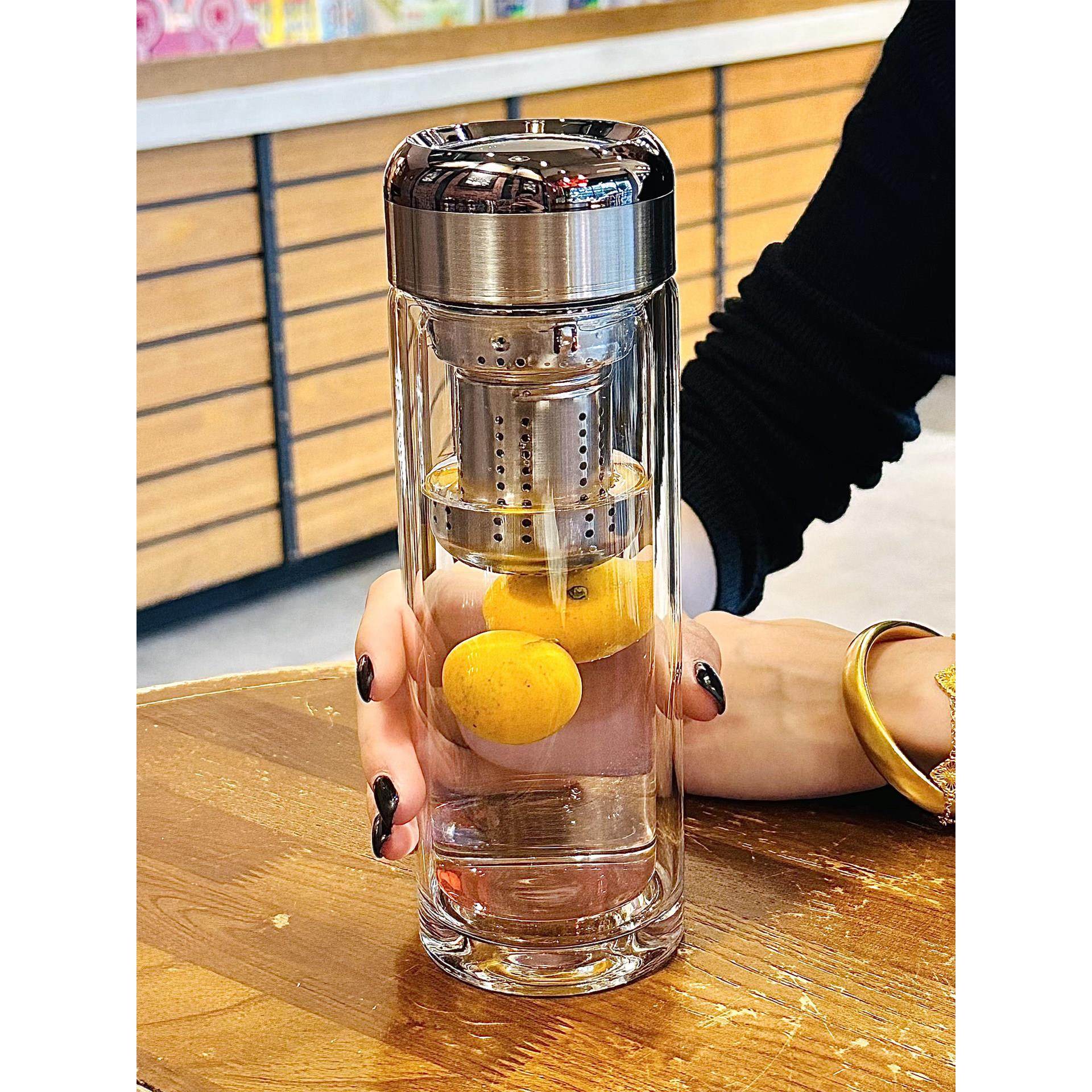 茶水分离泡茶杯2025新款高端男士水杯双层高硼硅玻璃杯耐高温杯子,餐饮具,玻璃杯,淘宝优惠券,粉丝福利购,淘宝优惠卷