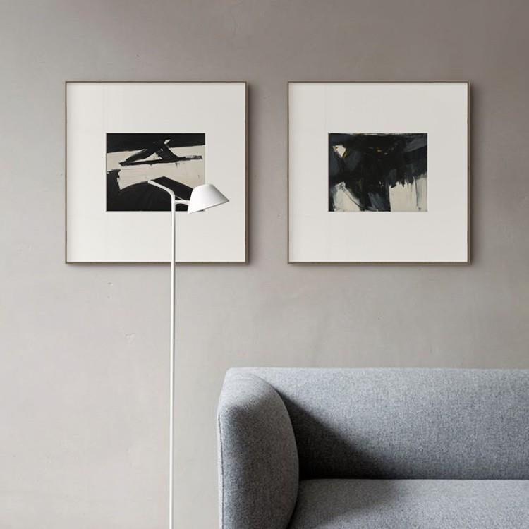Franz Kline抽象笔触涂鸦侘寂风装饰画组合客厅文艺挂画奶油风黑