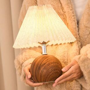 台灯床头灯卧室百褶覆古台灯书房起夜夜灯温馨浪漫桌面装饰氛围感
