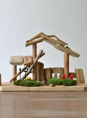 手工实木小屋小房子造景摆件客厅工艺品摆设家居酒柜装饰创意礼品