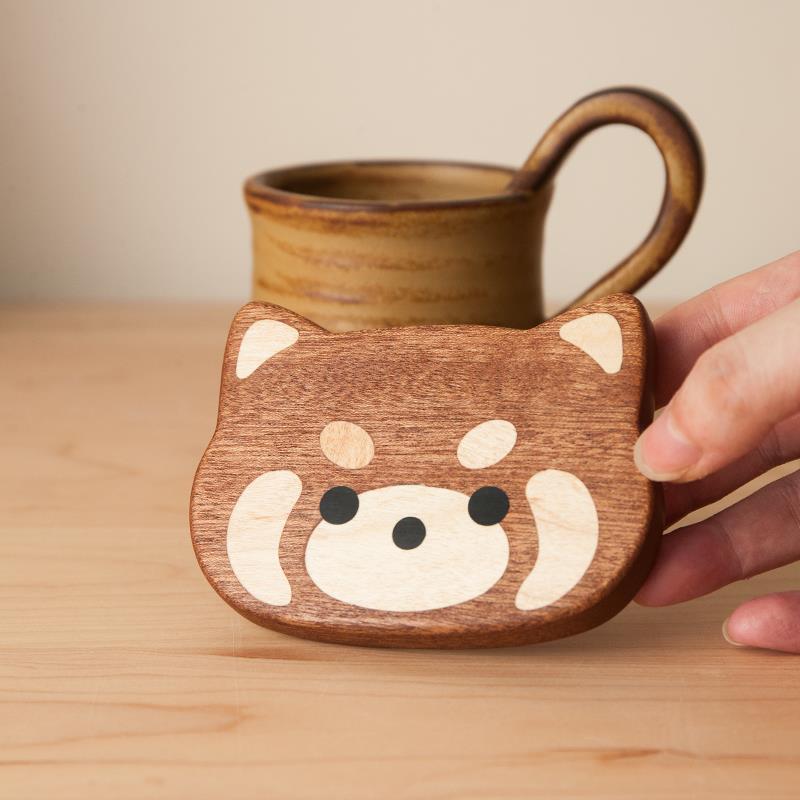 熊猫实木杯垫卡通木质桌面实用隔热垫创意餐桌垫家用厨房盘垫茶垫