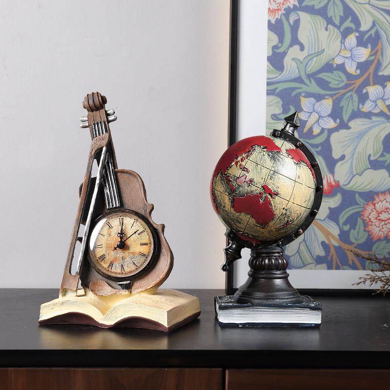 欧式覆古怀旧时钟摆件酒柜装饰品家居客厅小提琴乐器书柜摆设,家居饰品,装饰摆件,淘宝优惠券,粉丝福利购,淘宝优惠卷