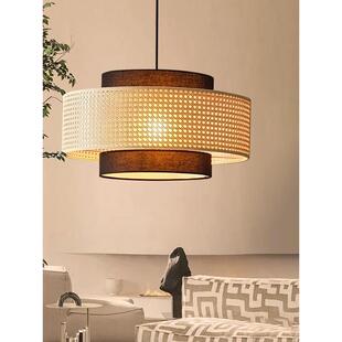 中式覆古藤编布艺吊灯宋式美学民宿装饰客餐厅吧台日式侘寂风吊灯